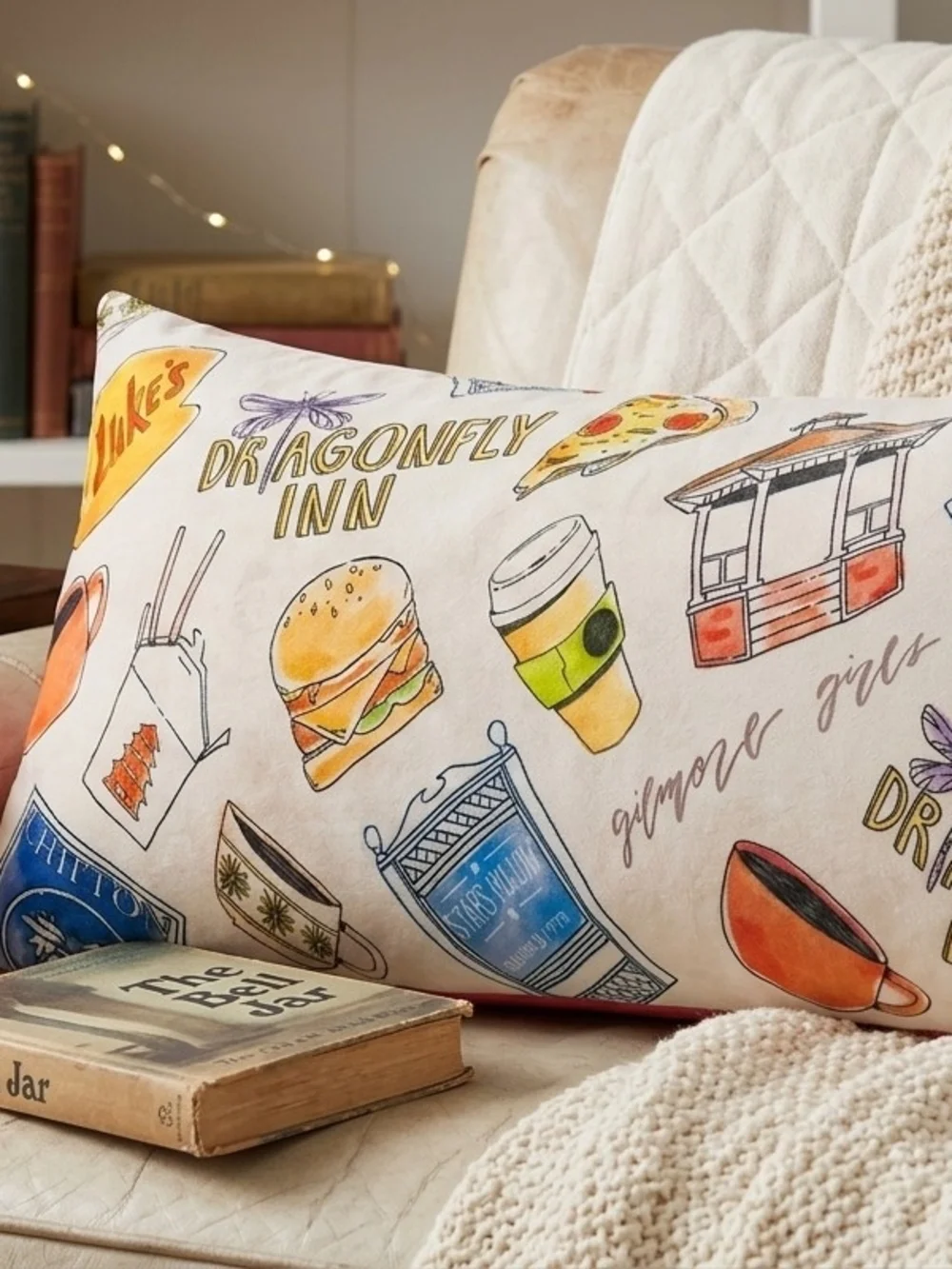 Decorative Dragonfly Inn Print Body Pillow - Cream